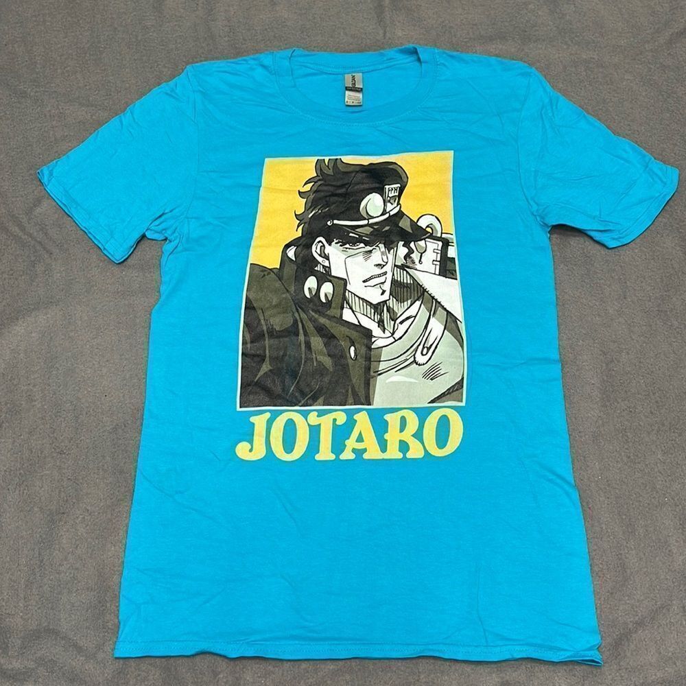 Jotaro Kujo Men’s Turquoise Anime Short Sleeve Graphic Tee Size Small